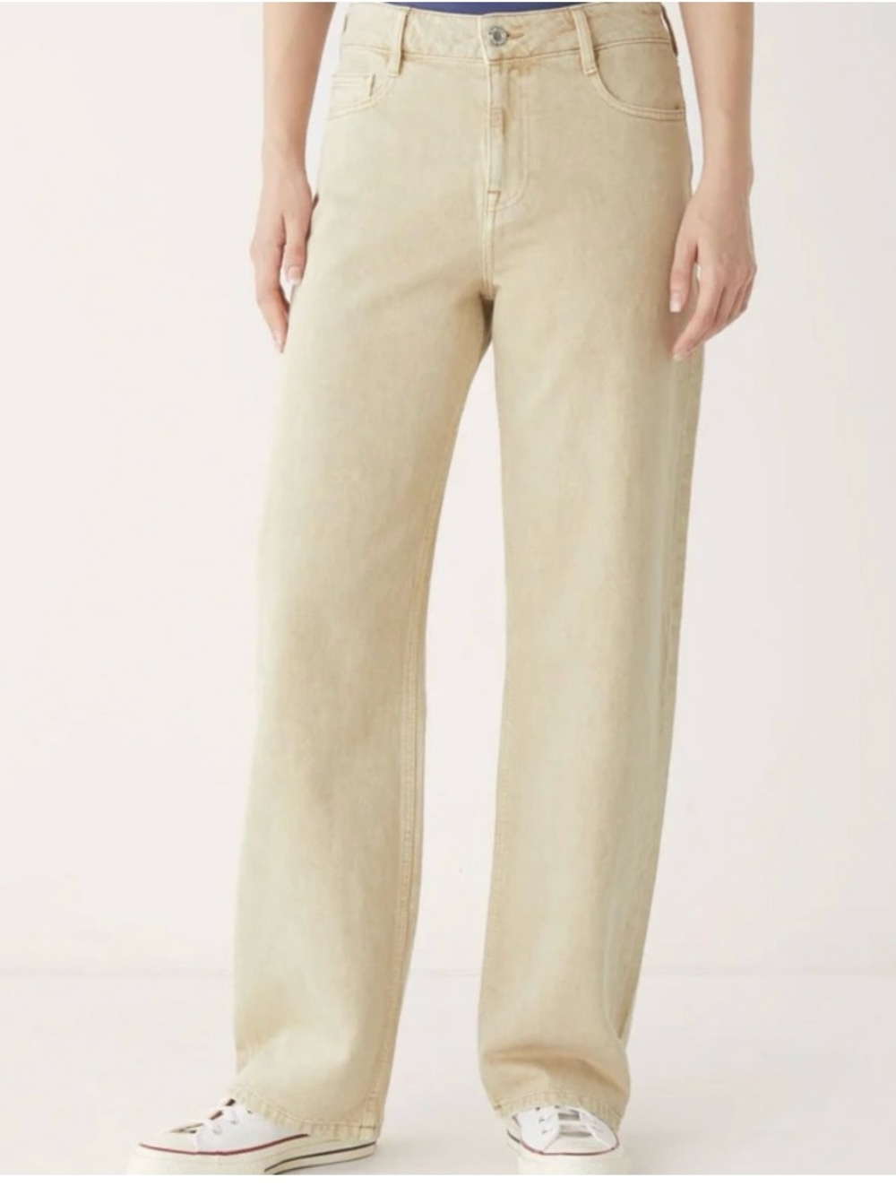 Frank & Oak Straight Leg Jeans in Off-White/Cream